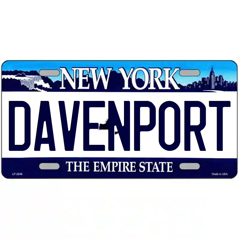 Davenport New York Blue Metal Sign