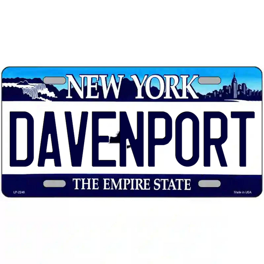 Davenport New York Blue Metal Sign