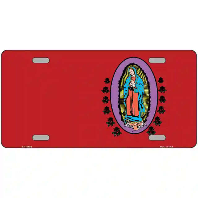 Virgin Mary Red Metal Sign