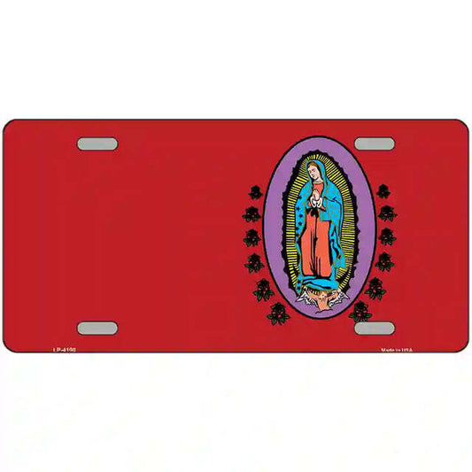 Virgin Mary Red Metal Sign