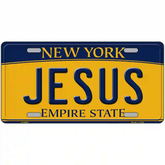 Jesus New York Yellow Metal Sign
