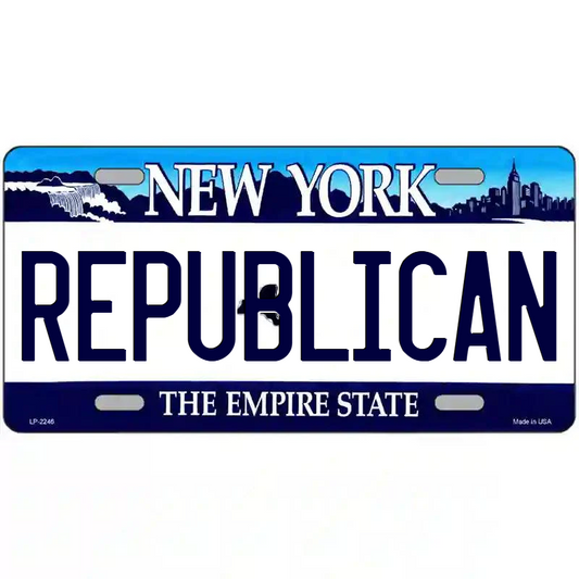 Republican New York Blue Metal Sign