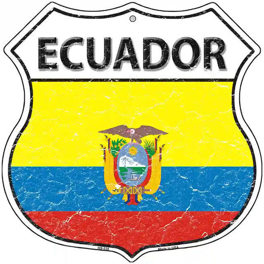 Ecuador Flag Highway Shield Metal Sign