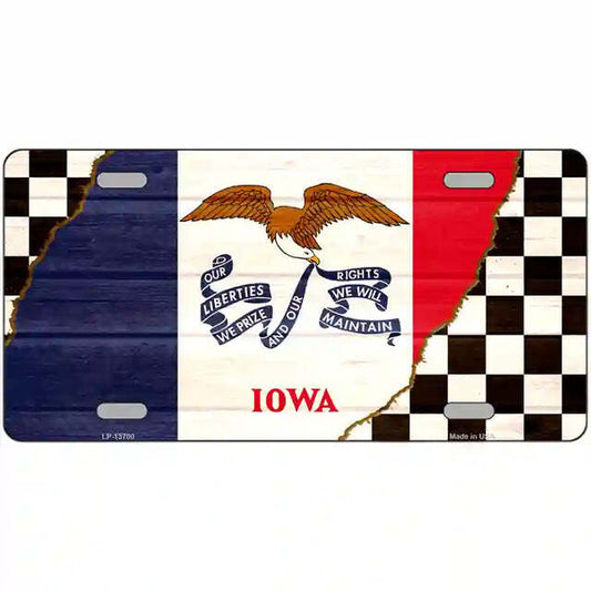 Iowa Racing Flag Metal Sign