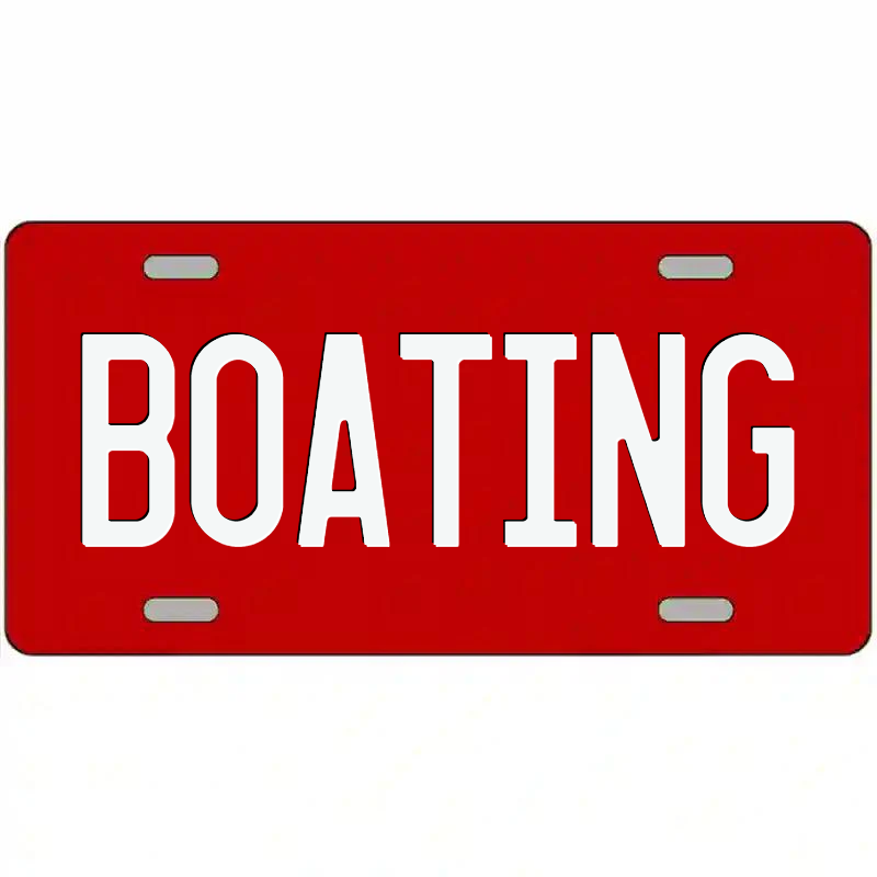 Boating White on Red Metal Sign