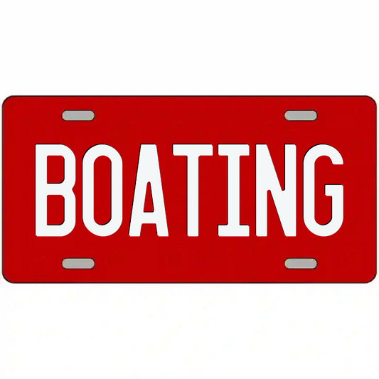 Boating White on Red Metal Sign