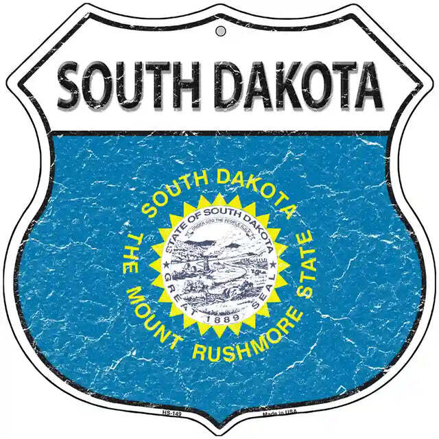 South Dakota Flag Highway Shield Metal Sign