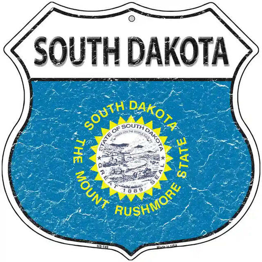 South Dakota Flag Highway Shield Metal Sign
