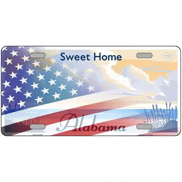Alabama Sweet Home American Flag Metal Sign
