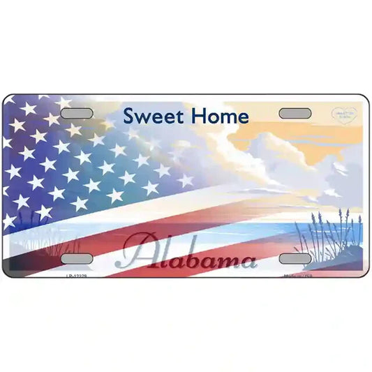 Alabama Sweet Home American Flag Metal Sign