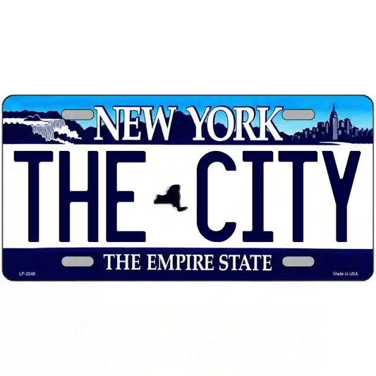 The City New York Blue Metal Sign