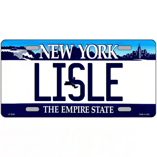 Lisle New York Blue Metal Sign