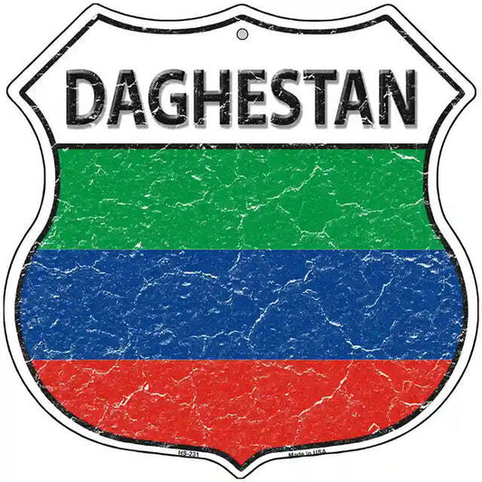 Daghestan Flag Highway Shield Metal Sign