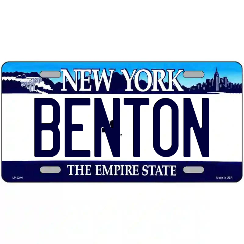 Benton New York Blue Metal Sign