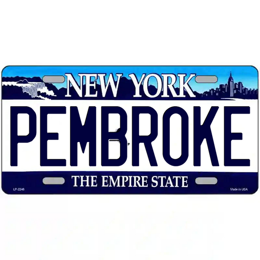 Pembroke New York Blue Metal Sign