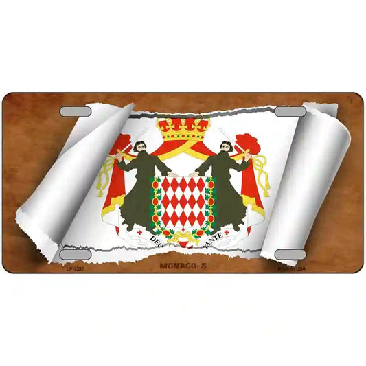 Monaco Country Flag Scroll Metal sign