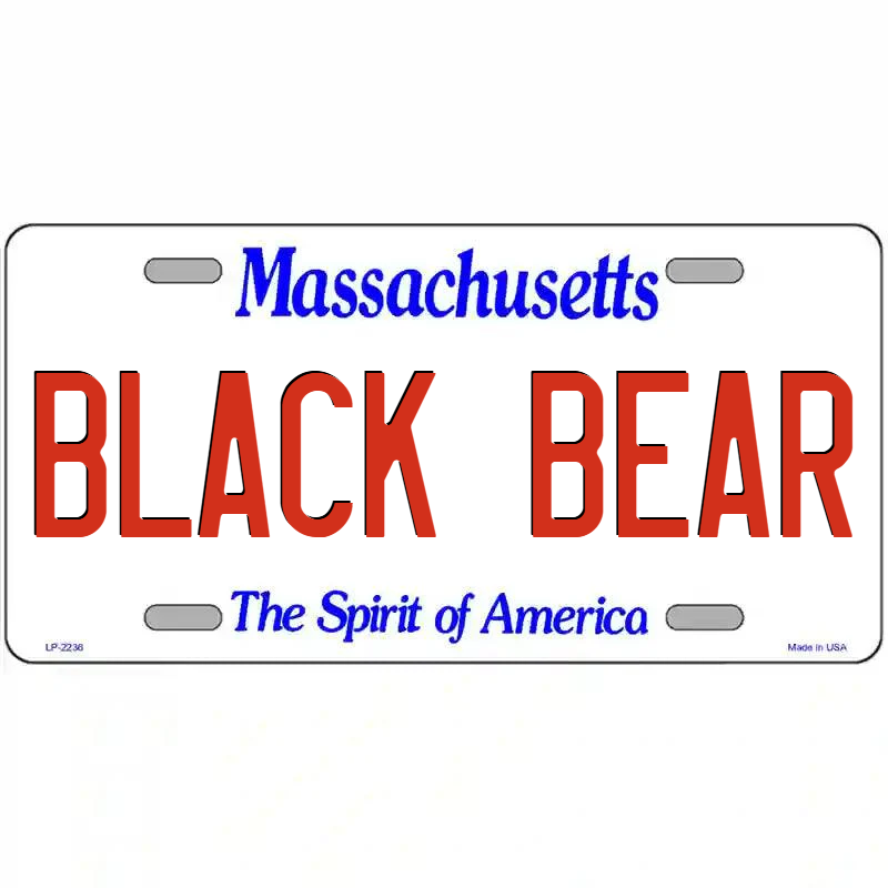 Black Bear Massachusetts Metal Sign