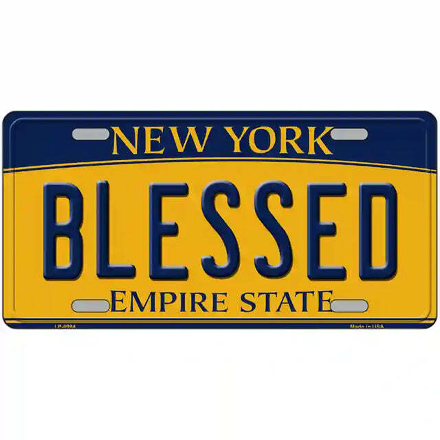 Blessed New York Yellow Metal Sign