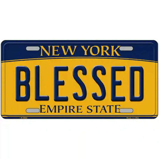 Blessed New York Yellow Metal Sign