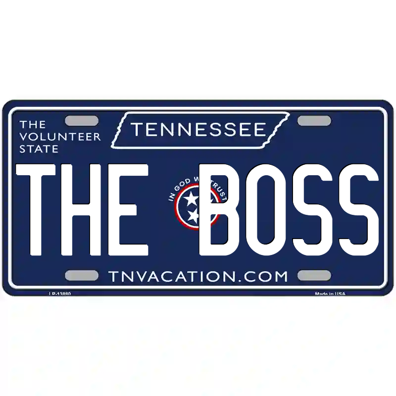 The Boss Tennessee Blue Metal Sign