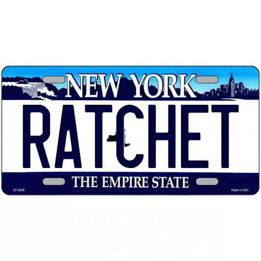 Ratcher New York Blue Metal Sign