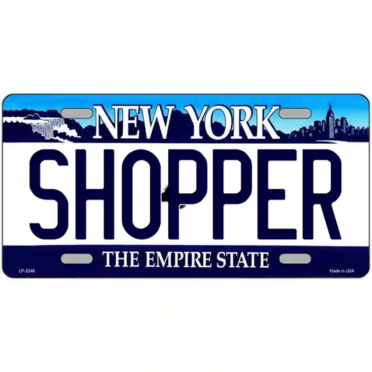 Shopper New York Blue Metal Sign