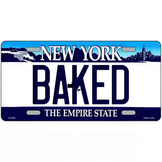 Baked New York Blue Metal Sign