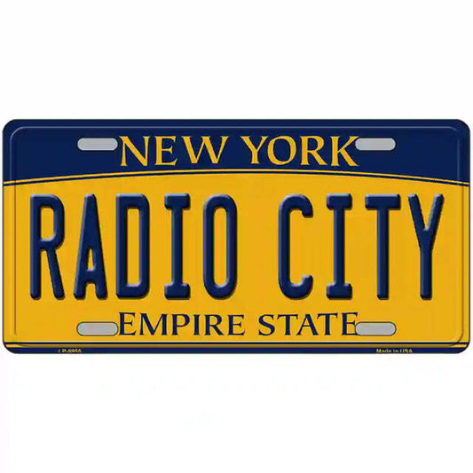 Radio City New York Yellow Metal Sign
