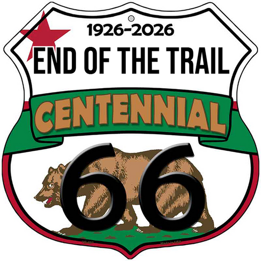 End of the Trail California Flag Route 66 Centennial Highway Shield Me