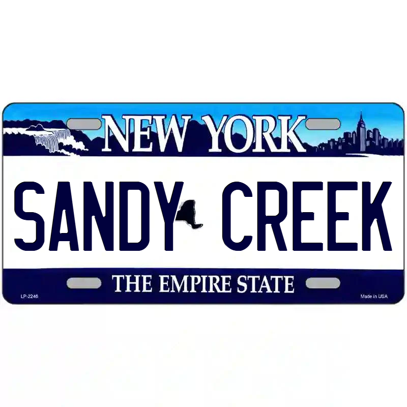 Sandy Creek New York Blue Metal Sign