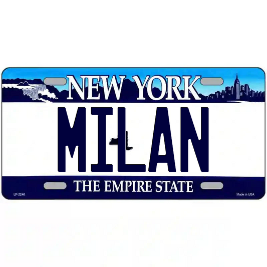 Milan New York Blue Metal Sign