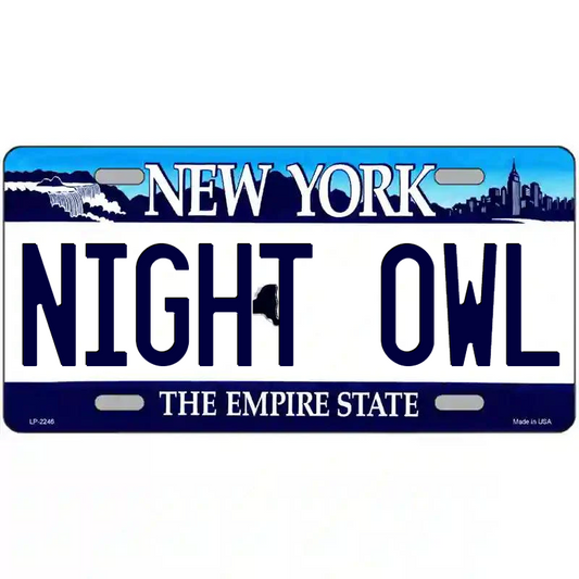Night Owl New York Blue Metal Sign