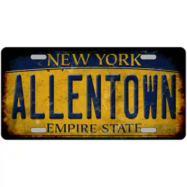 Allentown Rusty Look New York Yellow Metal Sign