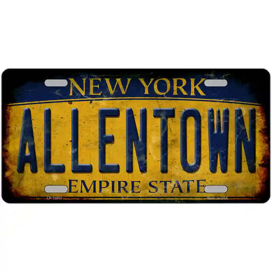 Allentown Rusty Look New York Yellow Metal Sign