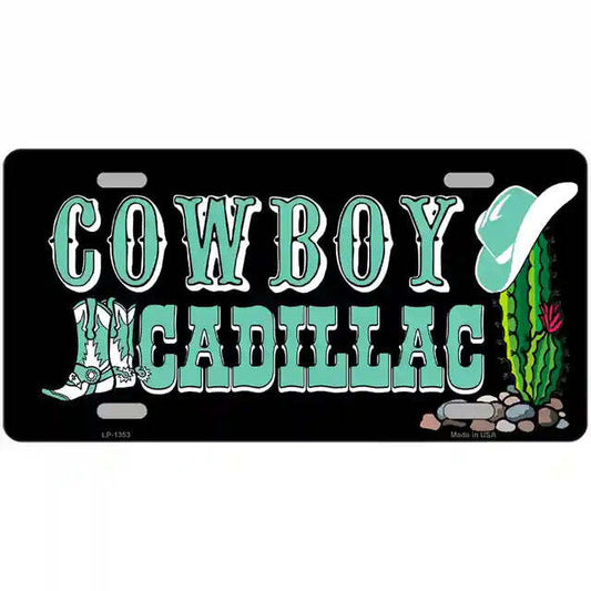 Cowboy Cadillac Metal Sign