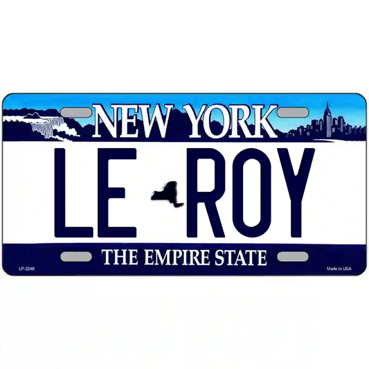 Le Roy New York Blue Metal Sign