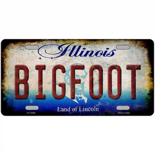 Bigfoot Rusty Look Illinois Metal Sign