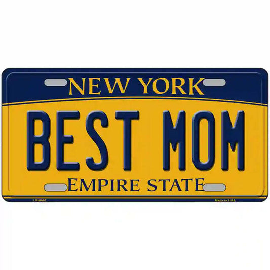 Best Mom New York Yellow Metal Sign