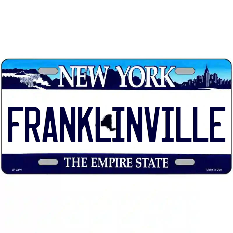 Franklinville New York Blue Metal Sign