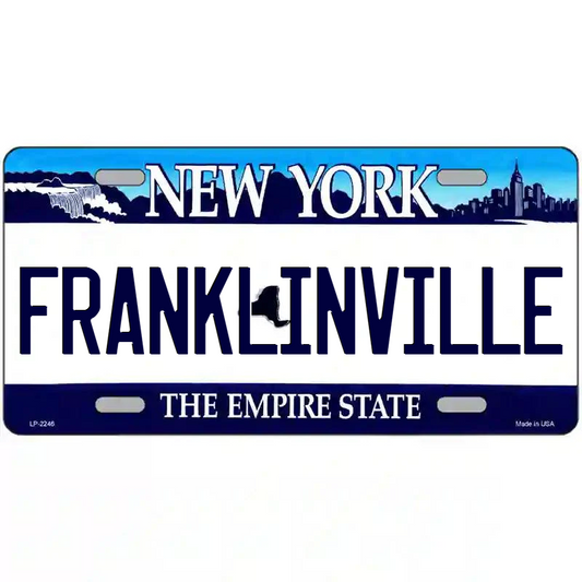 Franklinville New York Blue Metal Sign