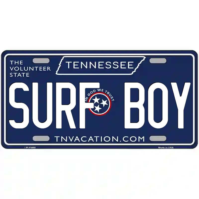 Surf Boy Tennessee Blue Metal Sign