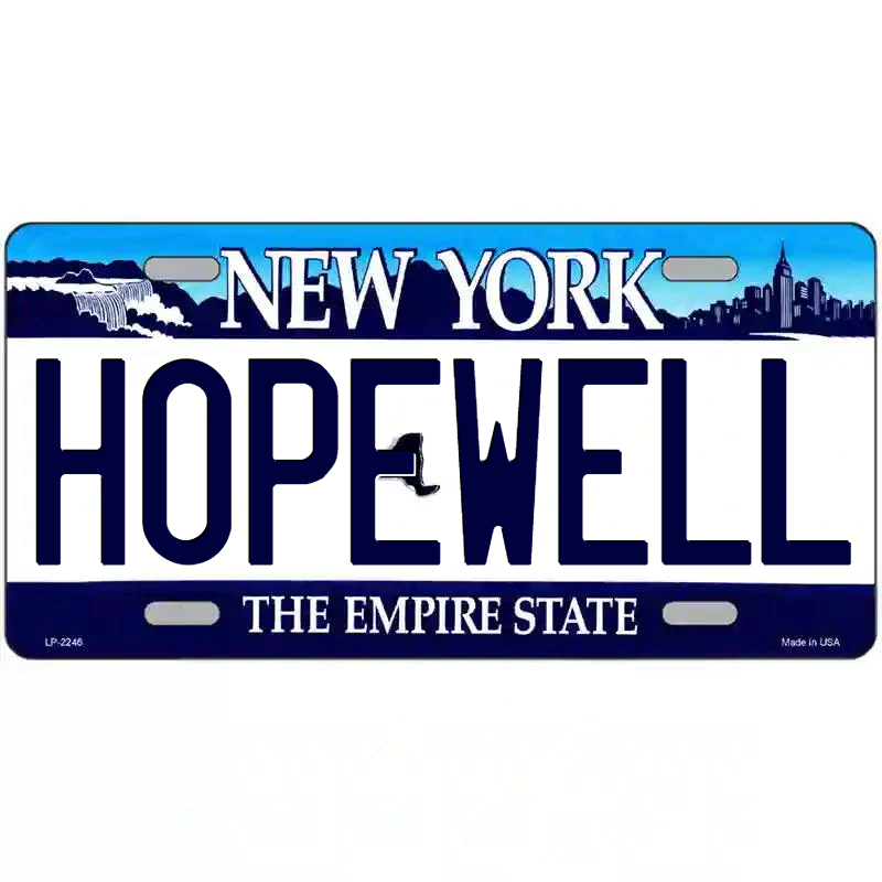 Hopewell New York Blue Metal Sign