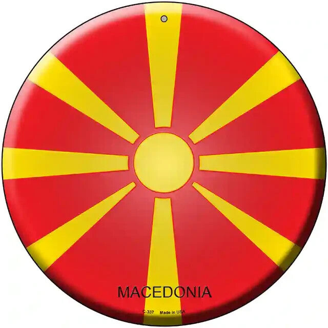 Macedonia Flag 12" Circle Metal Sign