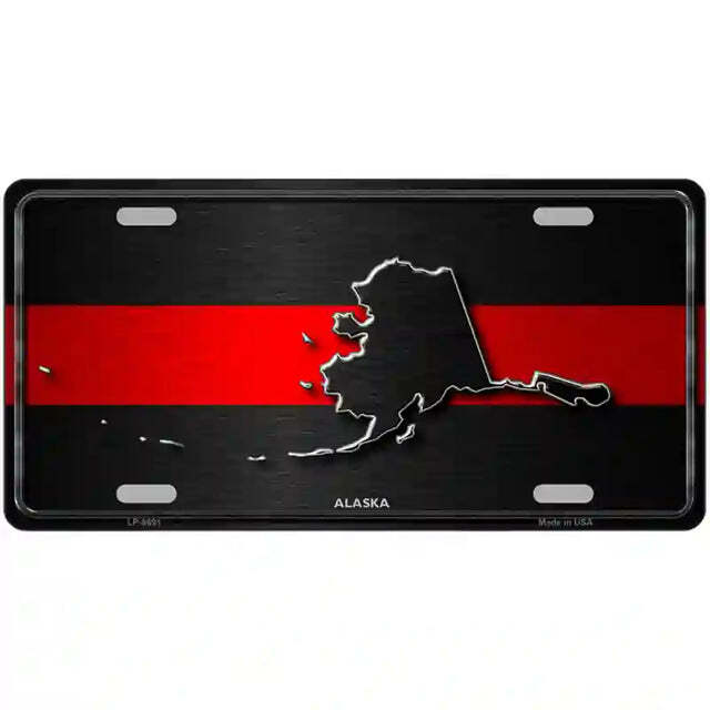 Alaska Thin Red Line Metal Sign