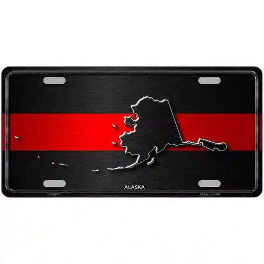 Alaska Thin Red Line Metal Sign