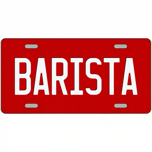 Barista White on Red Metal Sign