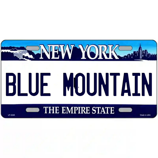 Blue Mountain New York Blue Metal Sign