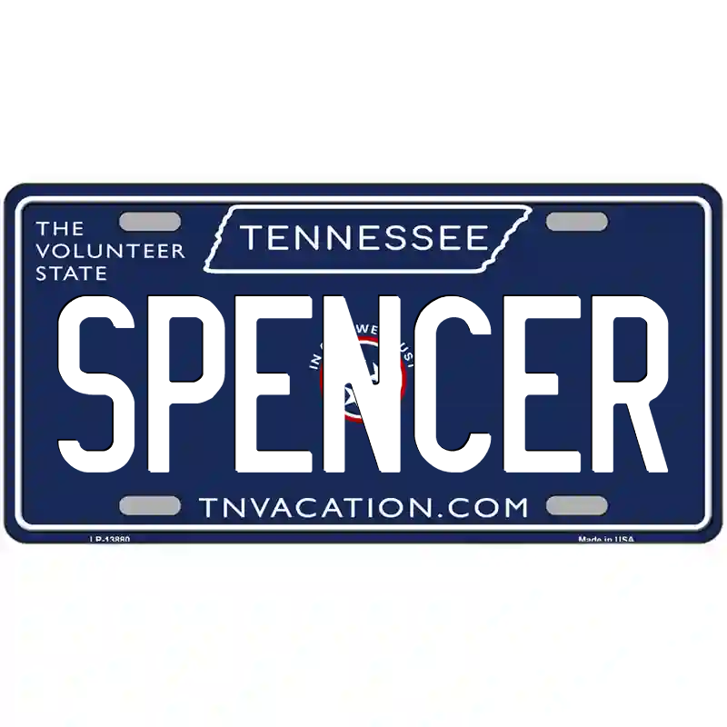 Spencer Tennessee Blue Metal Sign