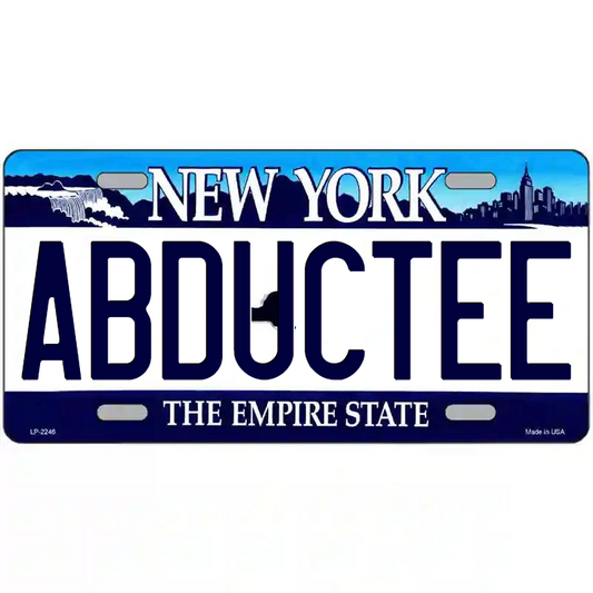 Abductee New York Blue Metal Sign