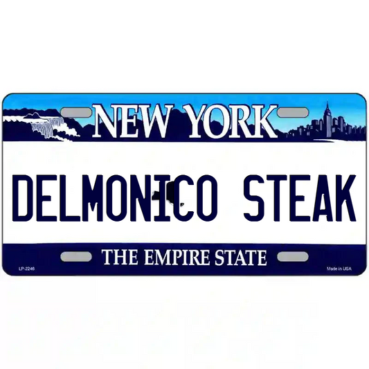 Delmonico Steak New York Blue Metal Sign